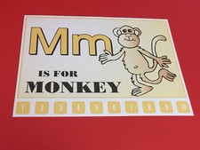 Letter M Monkey - Number Sequencing Puzzle, numbers 1-10 Laminated