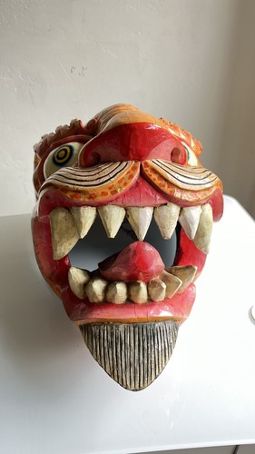 Handcrafted Wooden  Himalayan Tiger Statue Vintage Decoration Tiger Head Antique - Picture 7 of 24