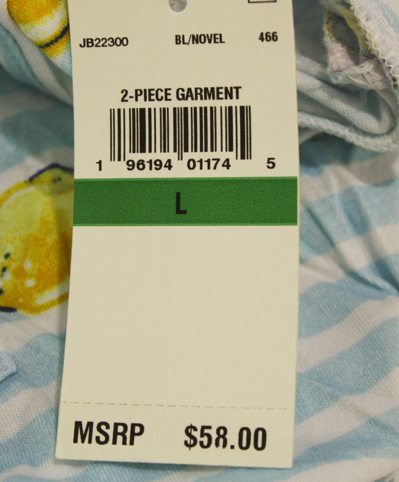 Jane & Bleecker Women's Stripes & Lemon Knit Pajama Top CF6 Novel Blue Large