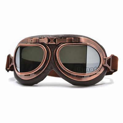 CRG Vintage Aviator Motorcycle Goggles - Leather Pilot Style For Cruisers & Scooters