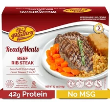 Kosher Beef Rib Steak & Kugel, MRE Meat Meals Ready to Eat, Shabbos Food (1 P...