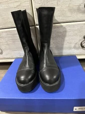 Stuart Weitzman  Black  Platform Chelsea Boots Womens 9 W Wide