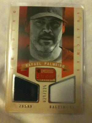 RAFAEL PALMEIRO 2013 PANINI AMERICAS PASTIME DUAL TEXAS ORIOLE JERSEY PATCH /125