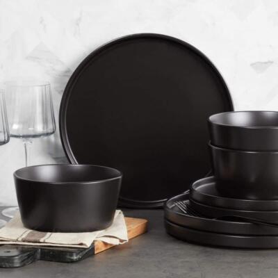 32 Piece Matte Stoneware Dinnerware Set Plate Set Stone Lain Brasa