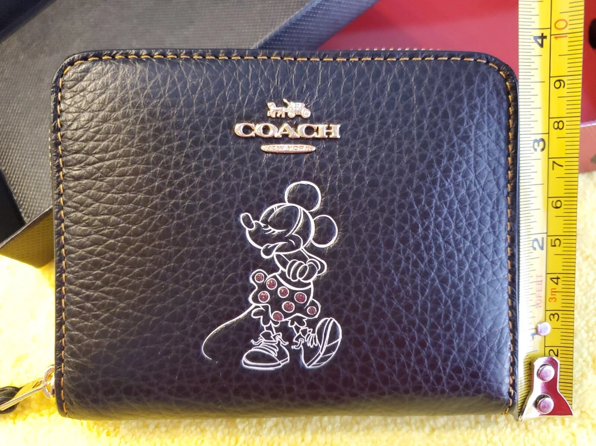 Disney 7 Minnie Mouse Zip Around Wallet in Polyurethane - Black