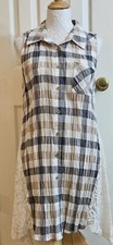 Anthropologie A'reve Lace Plaid Western Vibes Sleeveless Shirt Dress Sz. L NEW