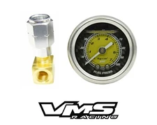 VMS RACING 0-100 PSI FUEL PRESSURE GAUGE YELLOW CARBON FOR CHEVY CAMARO CORVETTE