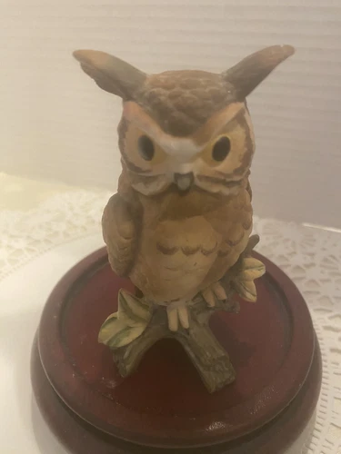 Vintage Lefton Owl on a branch Figurine