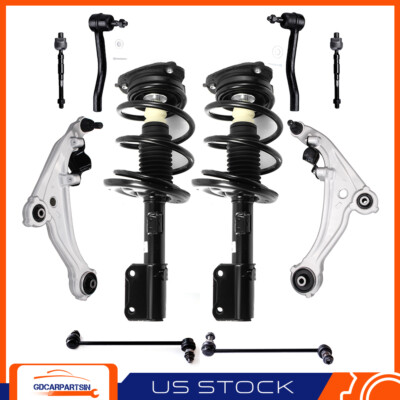 10pcs For 2007-2013 Nissan Altima Front Struts w/Spring Control Arms Tierod Kit