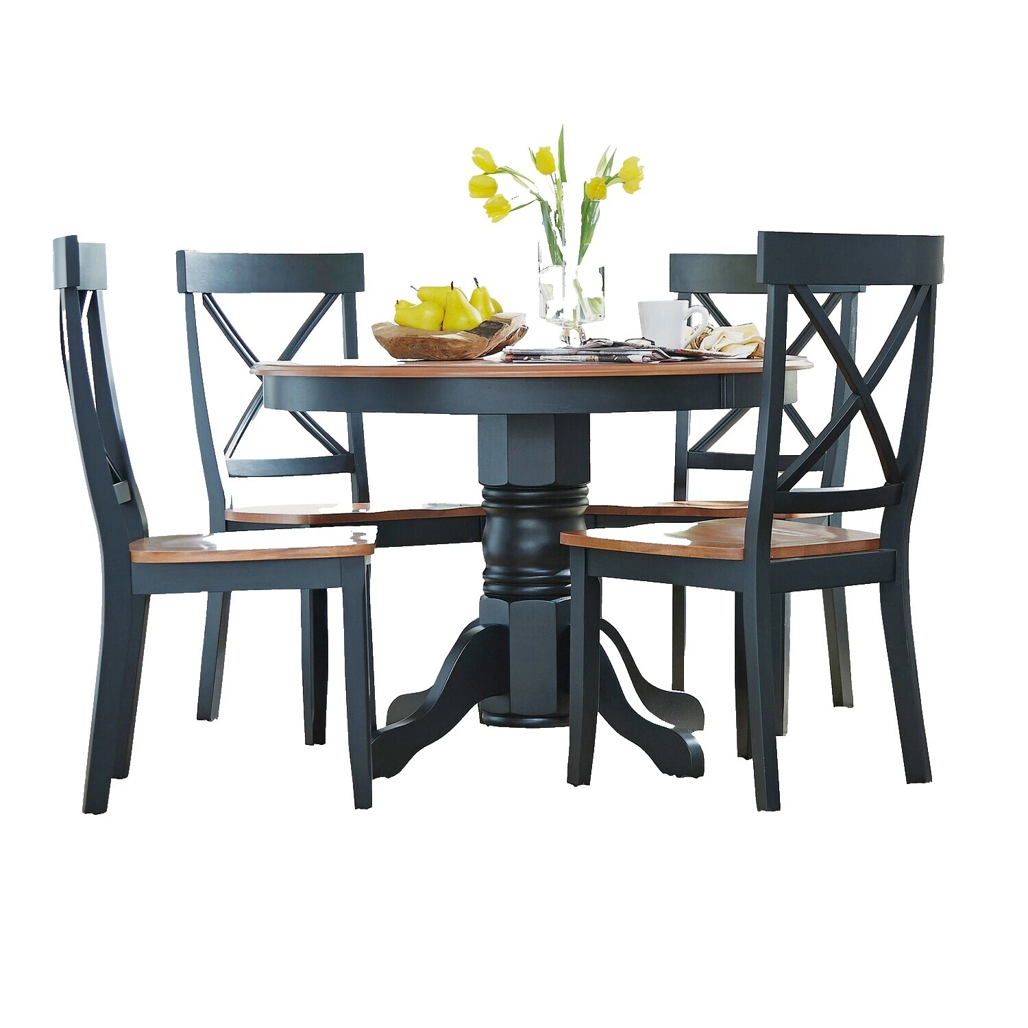 Oak Black Round Dining Furniture Sets