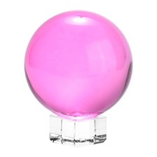 60mm/2.4 Inch K5 Crystal Glass Ball with Stand Solid Crystal Ball Pink