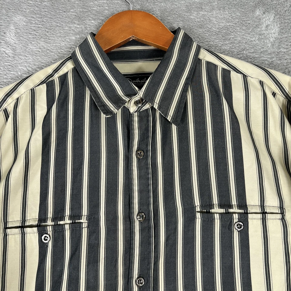 Quiksilver Shirt Mens XL Silver Edition Striped Button Up Long Sleeve Retro - Image 3 of 4