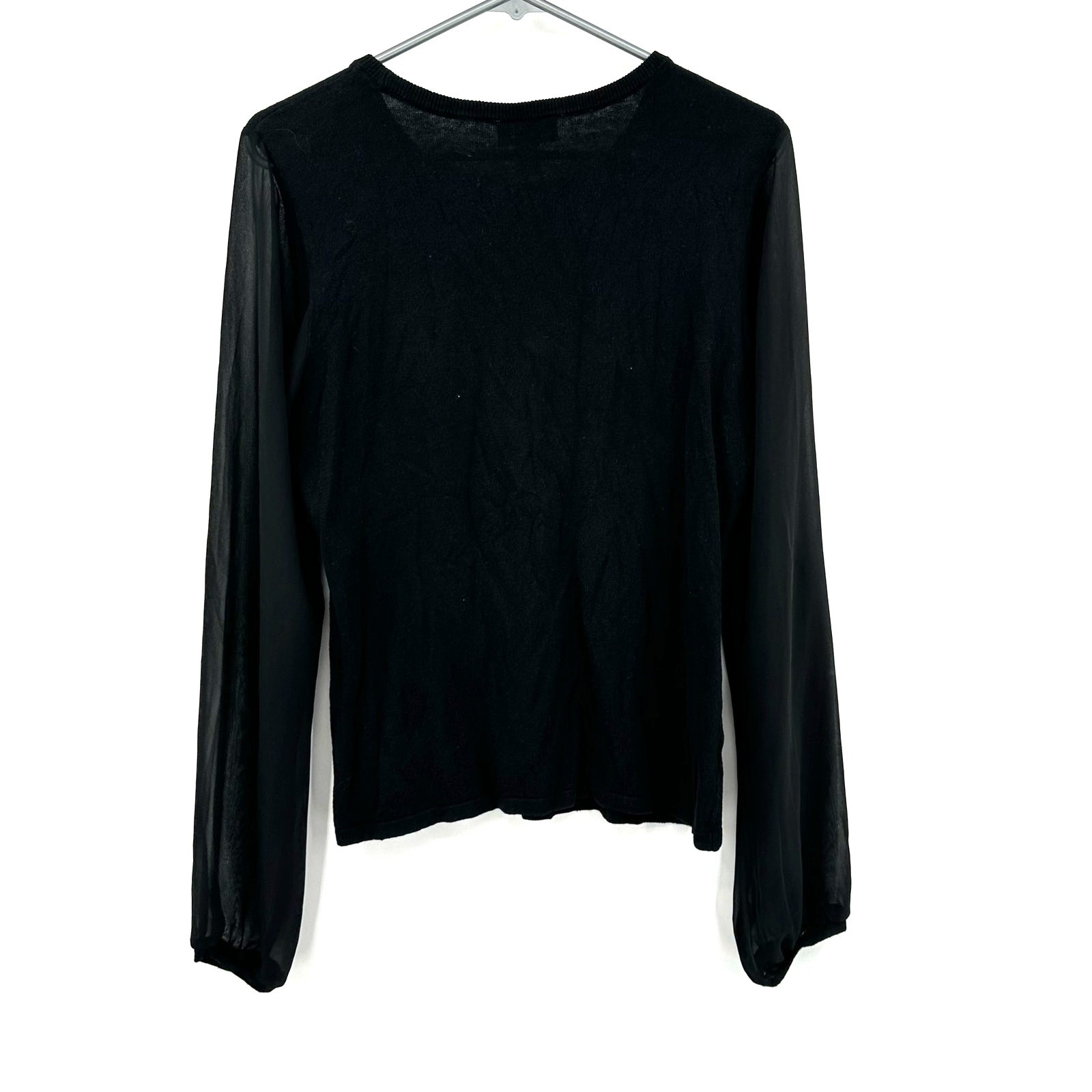 Loft Size Medium Sweater Black Solid Knit Pullove… - image 2