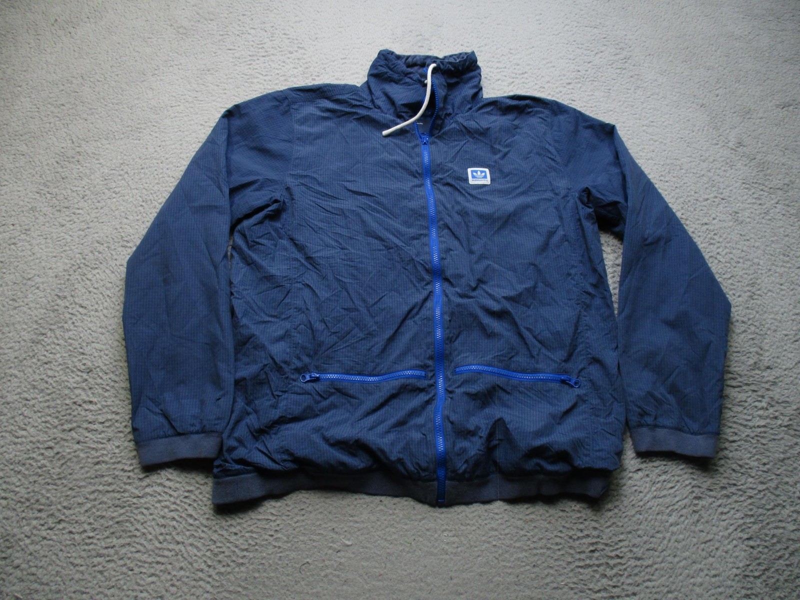 Ing Jacket Mens Large Blue Hooded Full Zip Windbreaker Shell