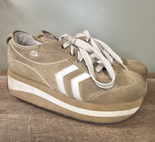 Vintage Y2K SKECHERS Somethin' Else Women s Leather Sneakers Beige SN 35303