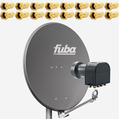 Set Fuba DAL 800 A Sat Anlage Antenne Aluminium Octo LNB DEK 818 16x F-Stecker