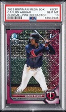2022 BOWMAN MB CHROME PINK REFRACTOR #1 CARLOS AGUIAR 10/199 PSA 10