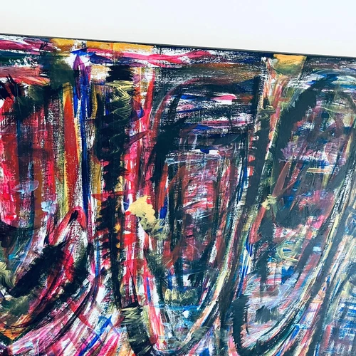 Grande Original Pintura Al Óleo en Lienzo Humo Torres Firmado G.B Teñir Moderno - Imagen 6 de 7