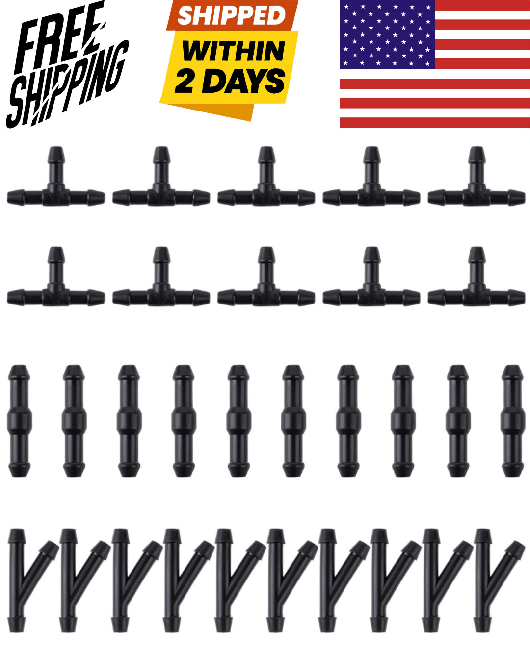 Windshield Wipers Hose Connector, 30Pcs 2-Way + 3-Way I/T/Y 3 Type Water Washer