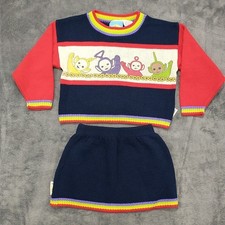 Vtg 1999 Ragdoll Teletubbies Toddler Girls Graphic Two Piece Shirt/Skirt Set