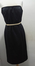 Coast Black Sleeveless Stretch Dress Contrast Tie Belt Size 16 Evening Chic