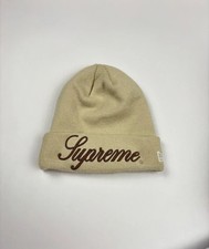 supreme new era script beanie natur