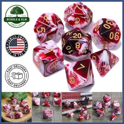 7-Piece Polyhedral Dice Set with Velvet Bag for Dungeons and Dragons RPG