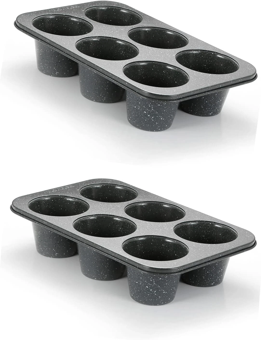 Monfish 2PCS Jumbo Muffin Pan 6 Cup Carbon Steel Non-Stick Large Baking Tin 3.5"