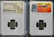 Ancient Phoenician Coin 186BC-185BC Goddess Tyche Roman Galley NGC Genuine Rare