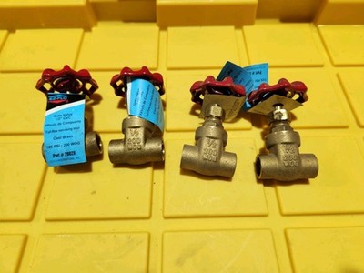 1/2'' Brass Gate Valve Solder Sweat - 125 PSI -200 WOG  - 1/2 In -Qty 4 - Ez-flow