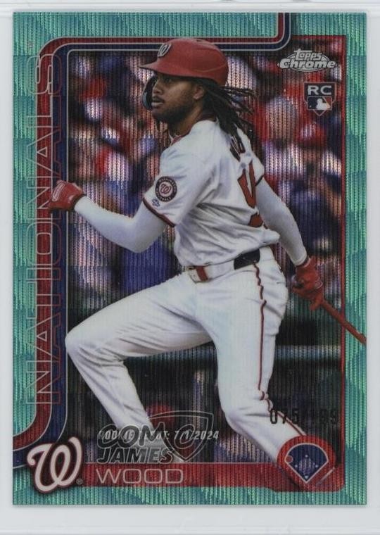2025 Topps Chrome Update Rookie Debut Aqua Wave Refractor 75/199 James Wood 4k5
