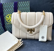 NEW Tory Burch Kira Small Leather Satchel Top Handle Quilted Handbag Brie