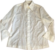 Traditional Filipino Barong Tagalog Off White Lord Zapata Men's M Embroidery EUC