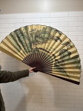 vintage traditional Chinese folding fan 56" x 30"