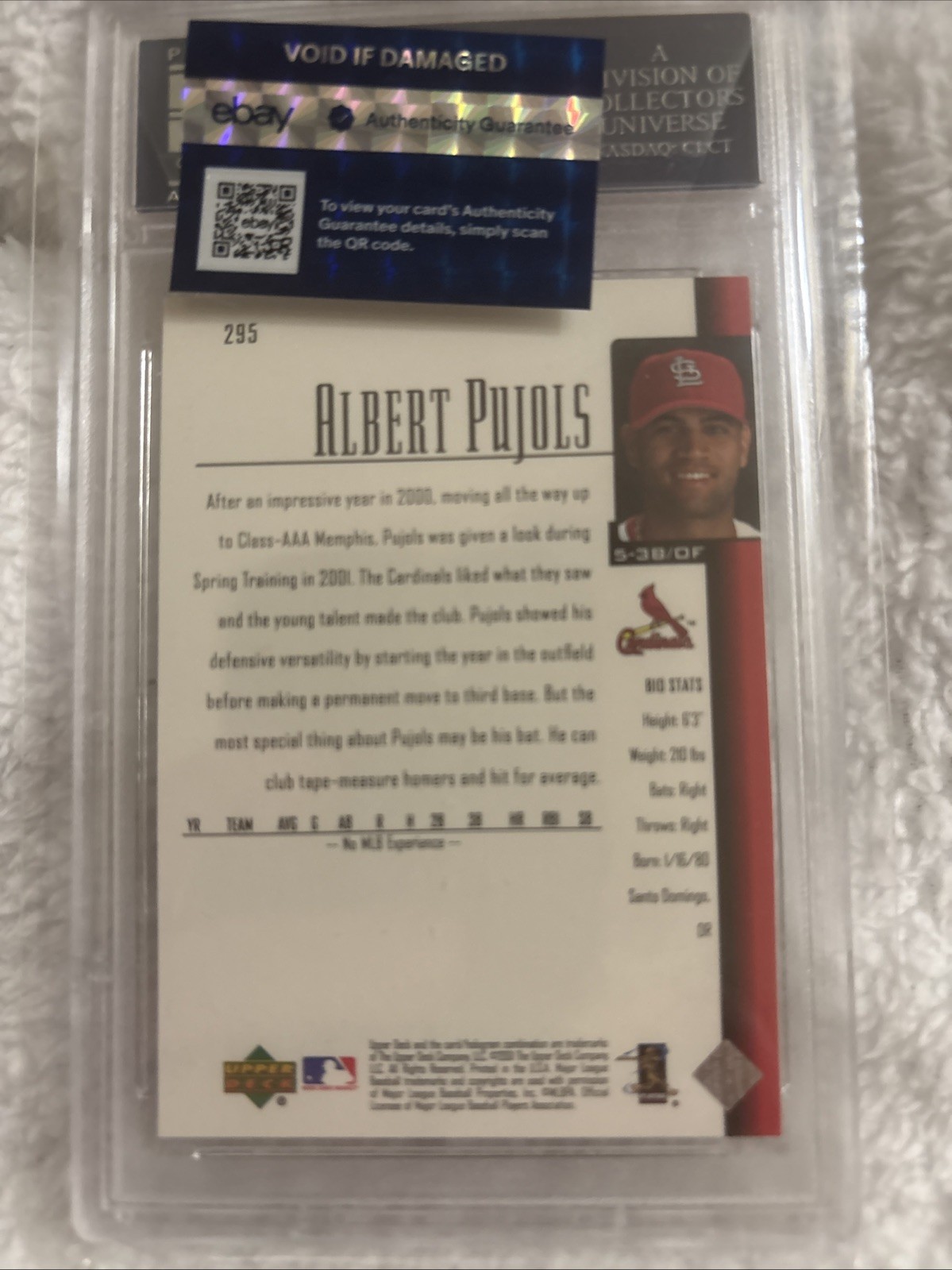 2001 Upper Deck - Star Rookie Albert Pujols #295 (RC) PSA 10 Beautiful Card! view 2