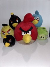2010 Angry Birds Commonwealth Plush Bundle 4-8 Inch Birds Pig Lot of 6