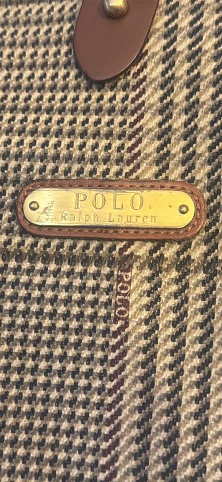 Bolsa tote polo vintage Ralph Lauren padrão Houndstooth e alças de couro - Imagem 2 de 4