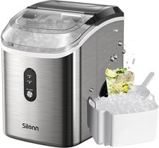 Nugget Ice Maker Countertop, Silonn Chewable Pellet Ice Machine with Self-Cle...