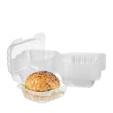 100 Count 6 Inch Clear Plastic Hinged Food Containers Disposable To Go Box Tray