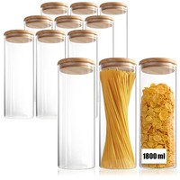 12X Vorratsdose Mit Bambus-Deckel 1800Ml - BorosilikatgläSer