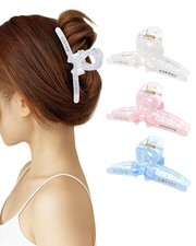 3PCS Bow Claw Clips for Women, Acrylic Rhinestone Hair Accessories Set