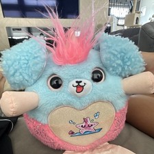 Blue Pink Unicorn Plush Stuffed Animal, Soft, Heart Belly Patch, Used
