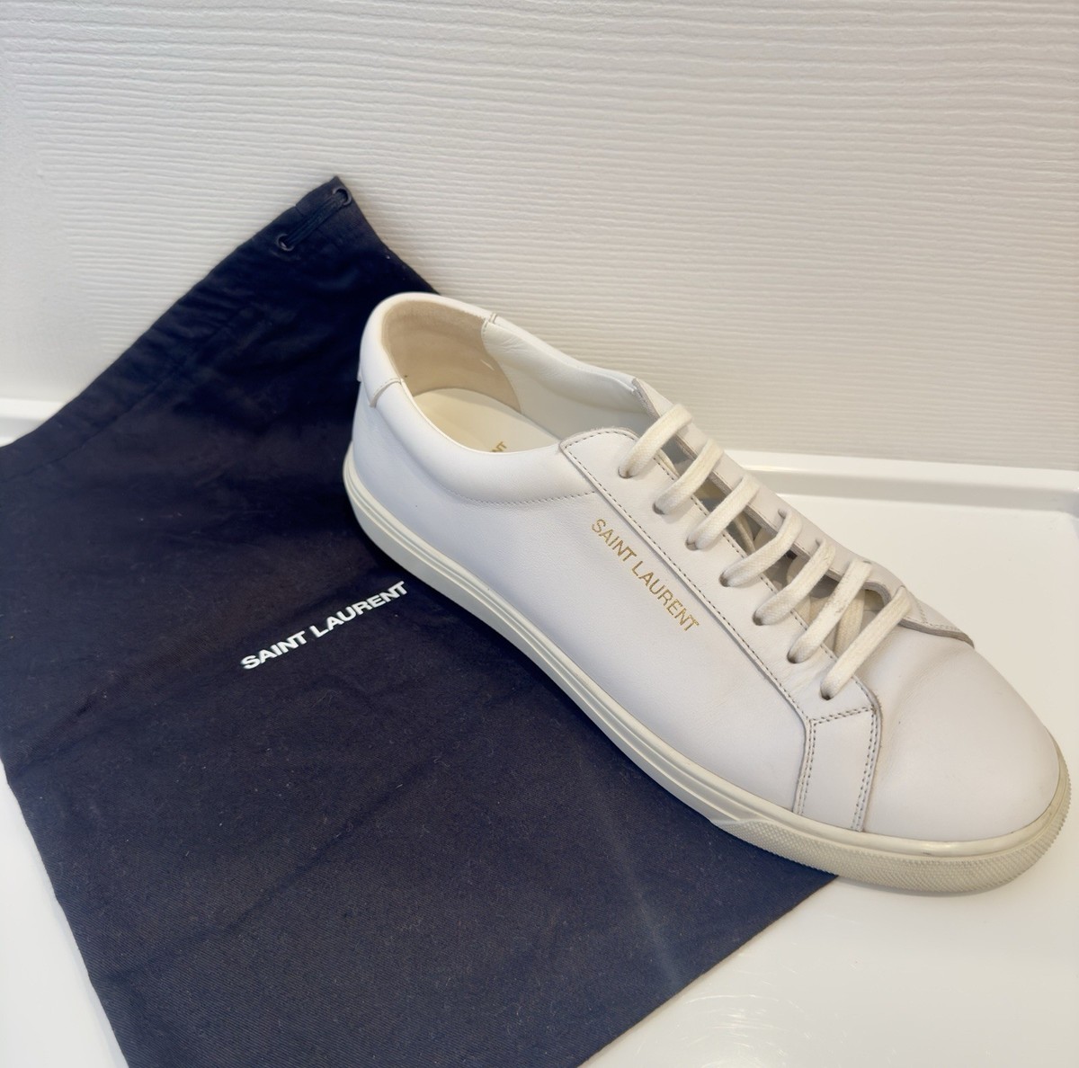 YSL Saint Laurent White Andy Low Top Women's Leather Sneaker Shoe