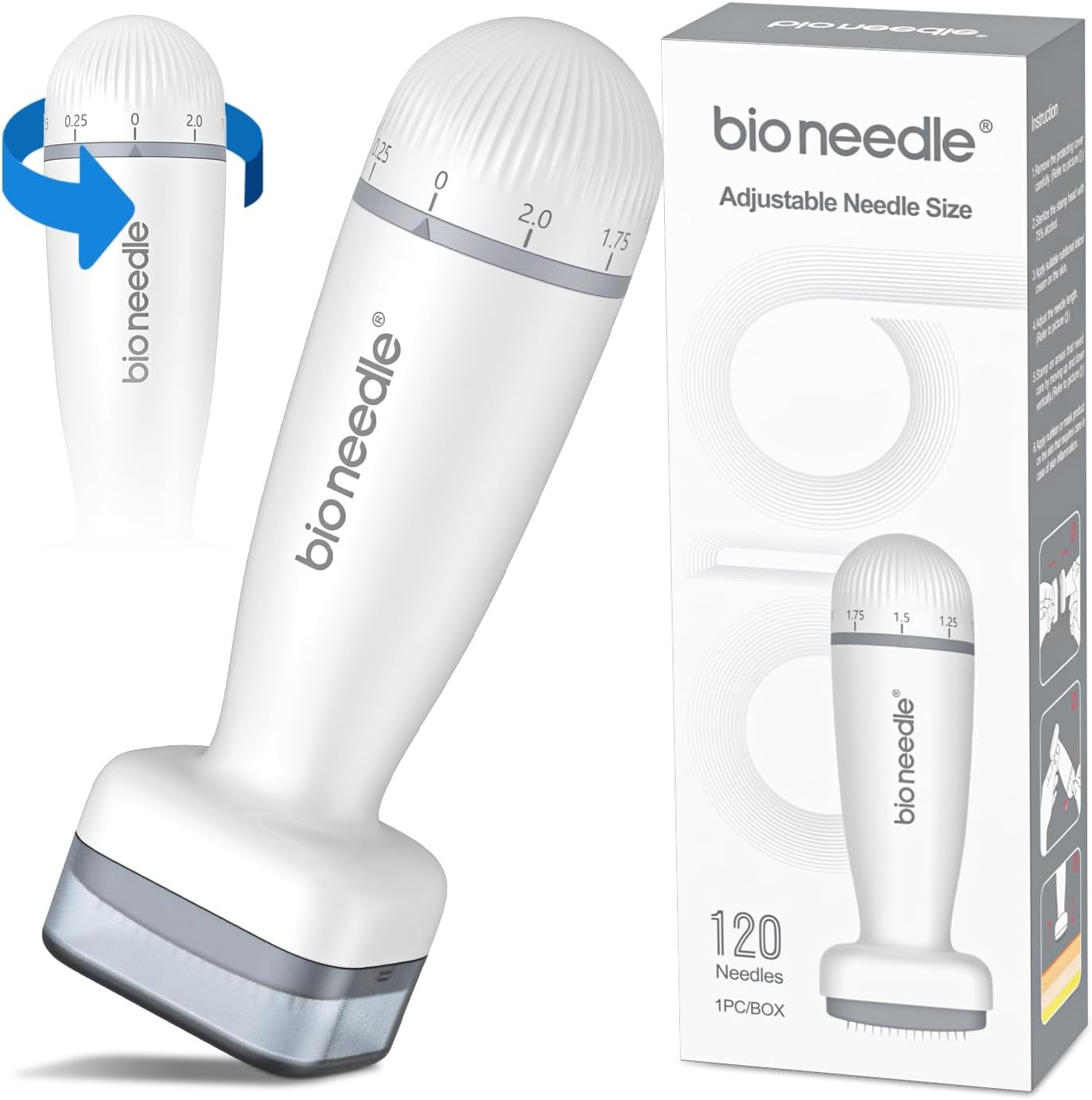 Adjustable Derma Roller Stamp Bioneedle 120Pin 0.25mm Microneedle Skin Care Tool