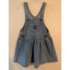 Baby OshKosh B'gosh Denim Heart Jumper Dress 24M Blue Overall Skirt 1M995610
