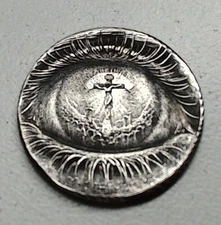 HOBO Eye Reflecting Jesus Christ Crucifix Made From A REAL Silver Nickel SIGNED