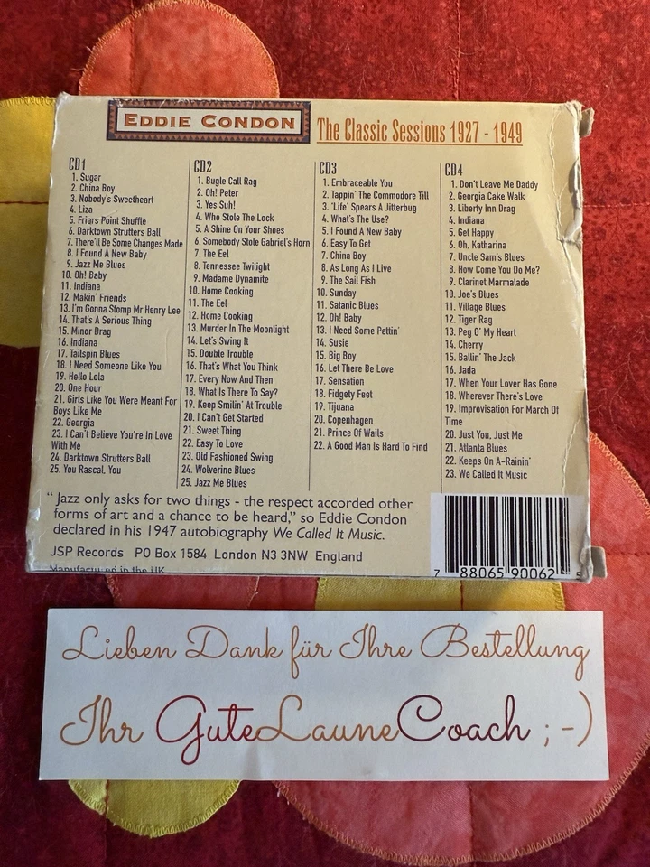 EDDIE CONDON - The Classic Sessions: 1928 To 1949 - 4 CD - Box Set Original - Bild 2 von 4
