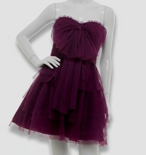 City Studios Women's Juniors' Purple Strapless Bow-Front Tiered Dress Size 13/14