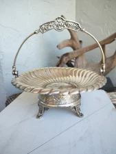 Victorian Quadruple Silver Plate Bridal Basket Bowl 1880 Ornate Elegant Wedding