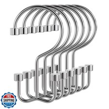 Bathway Shower Curtain Hooks Chrome Shower Curtain Rings, 12 Pcs Metal Double